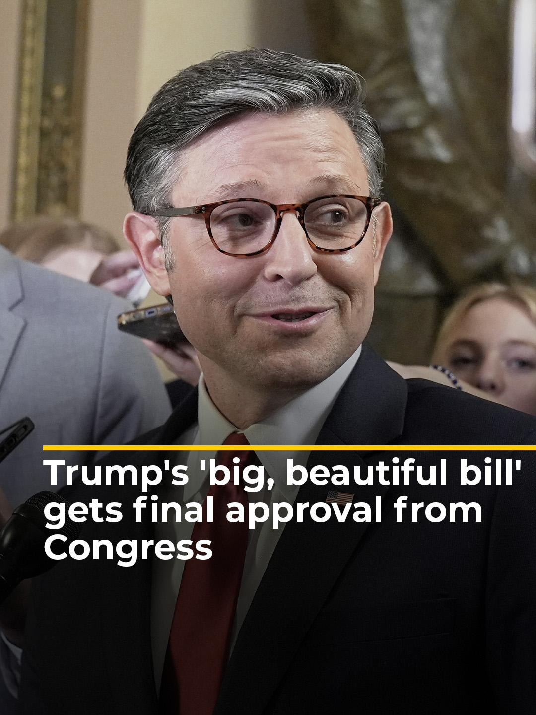 A post by @aljazeeraenglish on TikTok caption: President Trump’s controversial mega-bill on tax and spending has been passed by the US House of Representatives and will now go to Trump’s desk to be signed into law despite concerns over the massive cost including tax breaks for the rich and cuts to benefits for those in need. #news