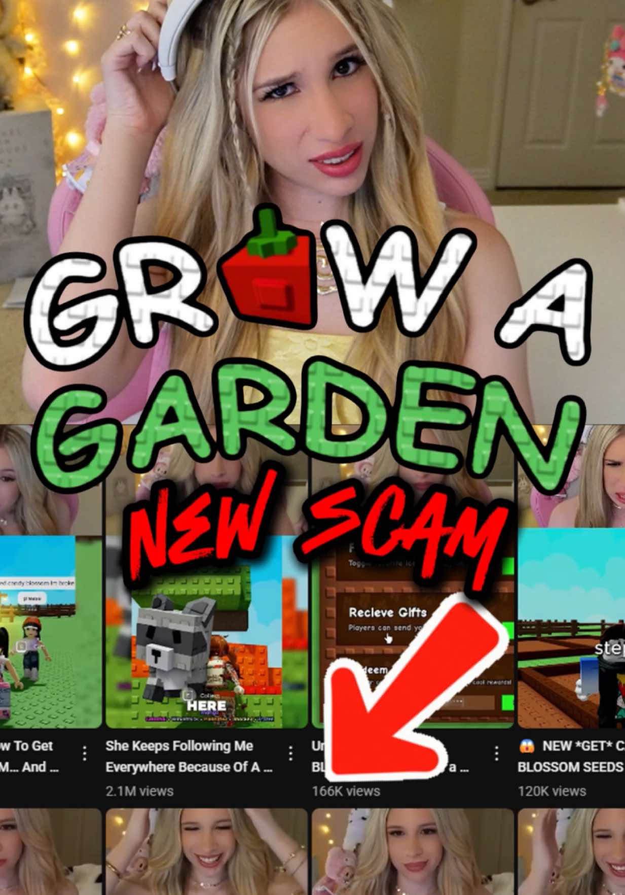 A post by @lanaslifeee on TikTok caption: Please REPORT this account. They’re scamming in GROW A GARDEN…