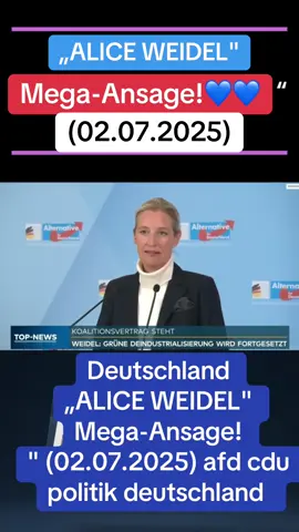 A post by @mariodeldjs on TikTok caption: Deutschland  „ALICE WEIDEL" Mega-Ansage! " (02.07.2025) #afd #cdu #politik #deutschland #