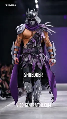 A post by @vibegenerator on TikTok caption: Iconic Villains on the Fashion Runway – Shredder, Diablo, Palpatine, Jafar & More! Order best-selling ads for your business or a personalized video featuring your face at VibeGenerator.ai. We create all kinds of videos, from clips and trailers to personalized video gifts featuring your face. Access AI video guides, some of my prompts, and exclusive extra content by visiting our Patreon: patreon.com/Vibe_Generator #shredder #diablo #palpatine #jafar #villains #fashionrunway #style #movies #invideoai