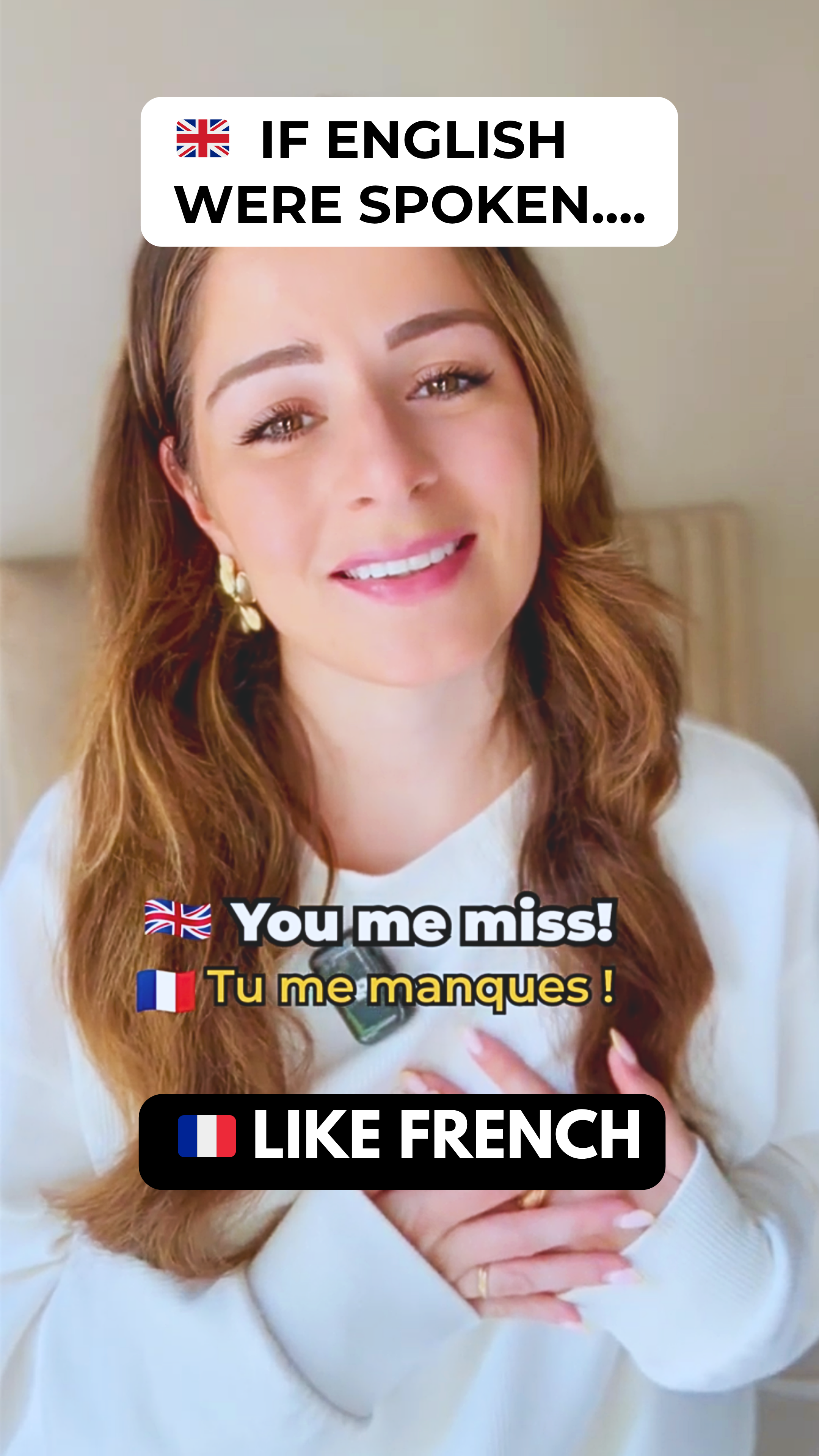 A post by @bonjourtalkinfrench on TikTok caption: When you translate French literally… 😂🇫🇷 📤 Share this with someone who's also fighting French word order! . . . #french #frenchlanguage #studyfrench #learnfrench #frenchlesson #frenchonline #frenchlearning #fle #frenchvocabulary #frenchwords #frenchverbs #frenchgrammar #frenchconjugation #frenchteacher #frenchclass #advancedfrench #frenchfluency #frenchlearner #frenchconversation #languagelearning #translation #foryou #pourtoi #LearnOnTikTok
