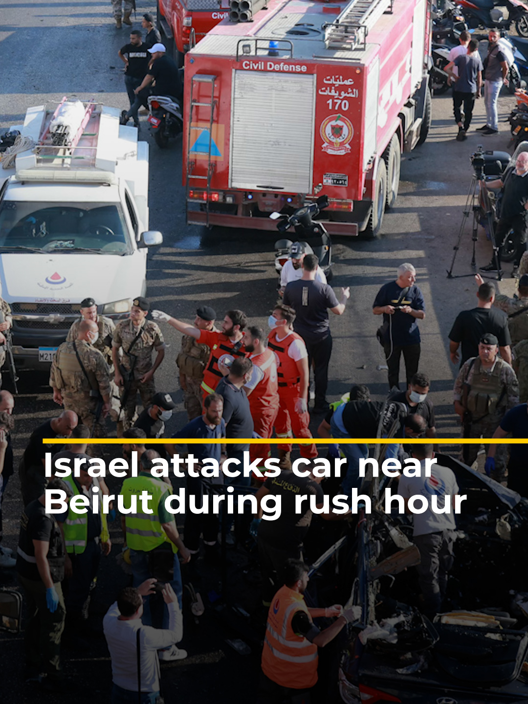 A post by @aljazeeraenglish on TikTok caption: An Israeli drone attack on a car killed at least one person and injured three others near the Lebanese capital Beirut on Thursday during rush hour, according to local authorities. Al Jazeera’s Zeina Khodr was at the scene as officials inspected the wreckage. #news