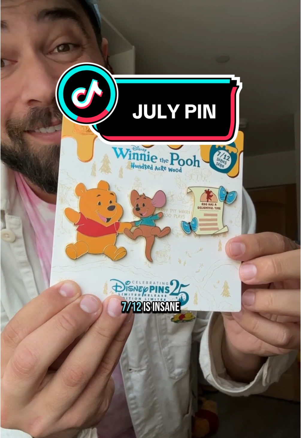 A post by @blakespopnook on TikTok caption: JULY PIN IS HERE! ✨🫶🏼🤍 after a challenging drop LOL. thank you for your help @collectingwithliz ily 😭 be prepared for anything the next 5 months, yall. HAHAH 🆘 #blakespopnook #winniethepooh #disneystore 