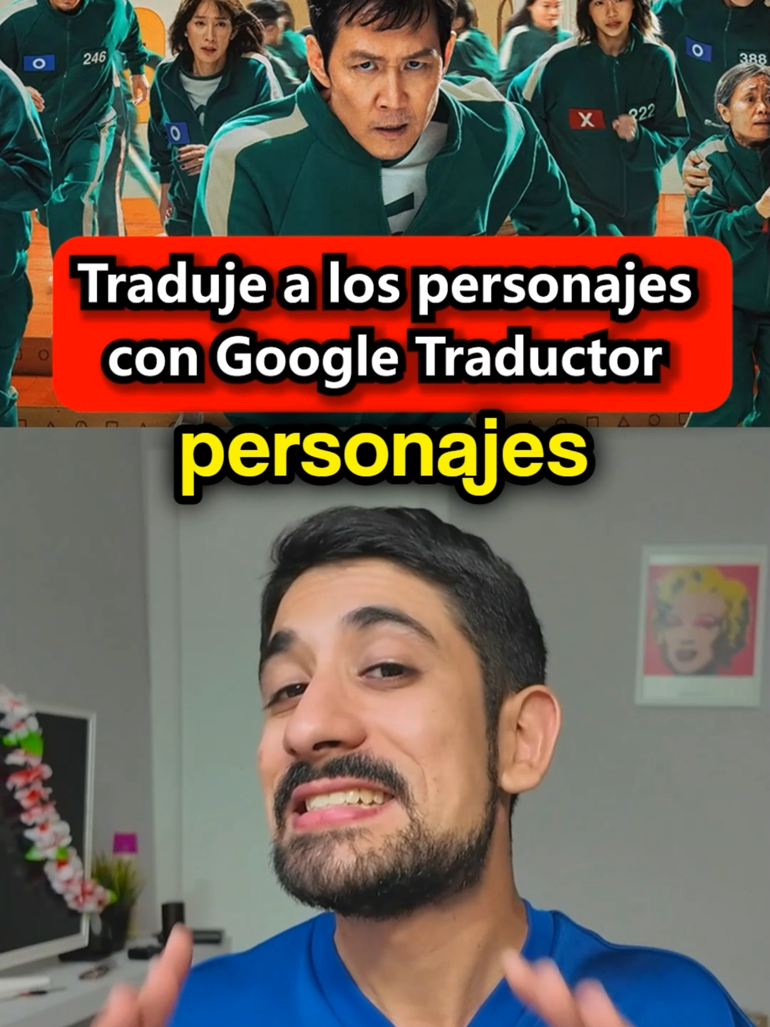 A post by @javiercazarez on TikTok caption: La traducción de los jugadores de Squid Game 3 Parte 2 😳 #curiosidades #google #squidgame #humor
