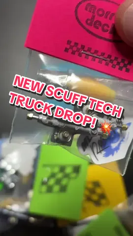 A post by @triplemelon8 on TikTok caption: #morrowracing #scufftech #graphictrucks #customfingerboardtrucks #morrowdecks #morrowfb #fingerboardtrucks 