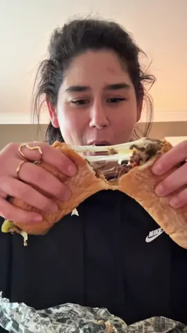 A post by @elysemyers on TikTok caption: looking back I probably could have said something (literally ANYTHING) about the way it tastes but it was so good I sort of forgot to talk. 😂 #phillycheesesteak