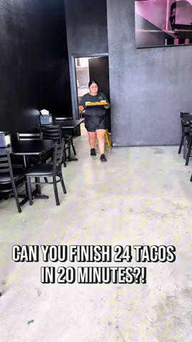 A post by @rainaiscrazy on TikTok caption: Can you finish 24 tacos in 20 minutes?! @Vitos Tacos 