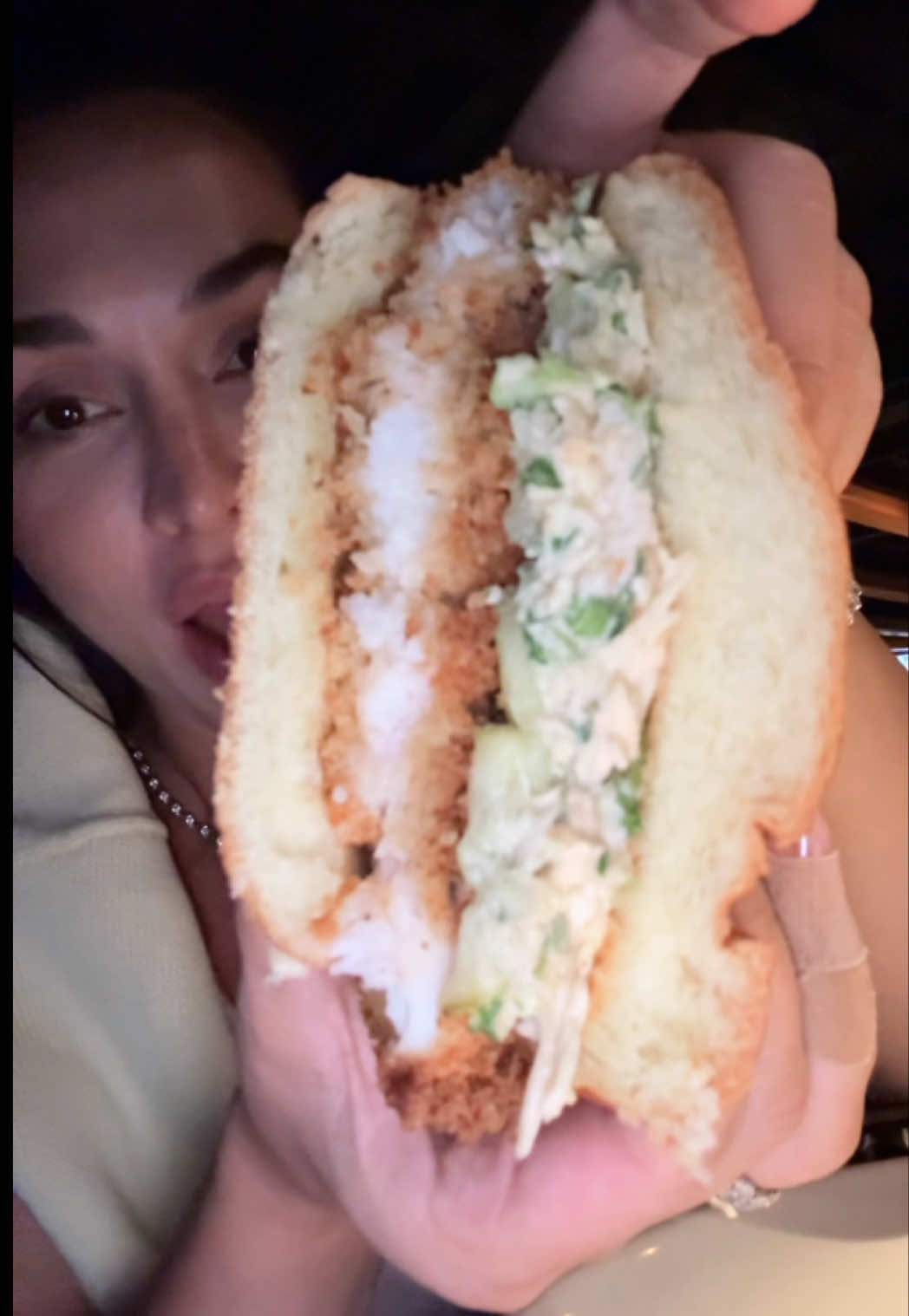 A post by @dzaslavsky on TikTok caption: Why is Houston’s / Hillstone one of the best restaurants ever? The food is always a 10/10 and consistent. #fishsandwich #hillstone #rainbowroll 