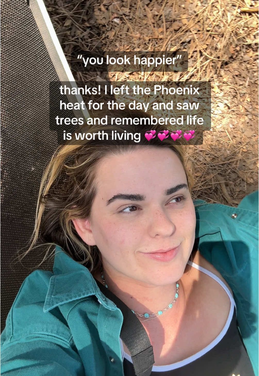 A post by @wildjoyexperiences on TikTok caption: AND ITS ONLY JULY 😭🤣 October come quick!! Ps this is at the new barefoot hiking trail in flagstaff which was freaking awesome — stay tuned for the video 👀🫶 #arizona #arizonaheat #youlookhappier #flagstaffarizona #flagstaffaz #coolweather 