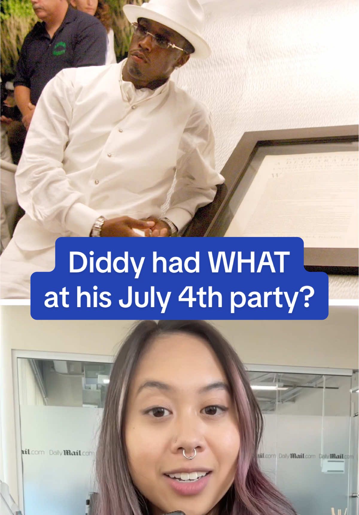 A post by @dailymail on TikTok caption: Did you know that Diddy had the Declaration of Independence at one of his Fourth of July parties? #july4th #fourthofjuly #diddy #diddytrial #seancombs 