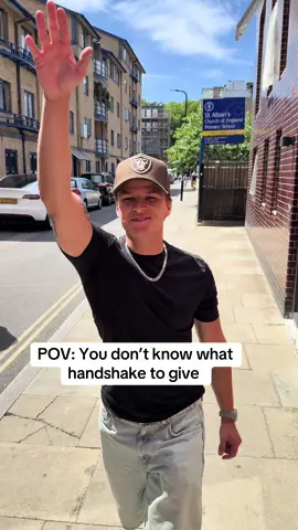 A post by @tonksta on TikTok caption: Most awkward thing when you don’t know what handshake to throw someone #fyp #relatable 