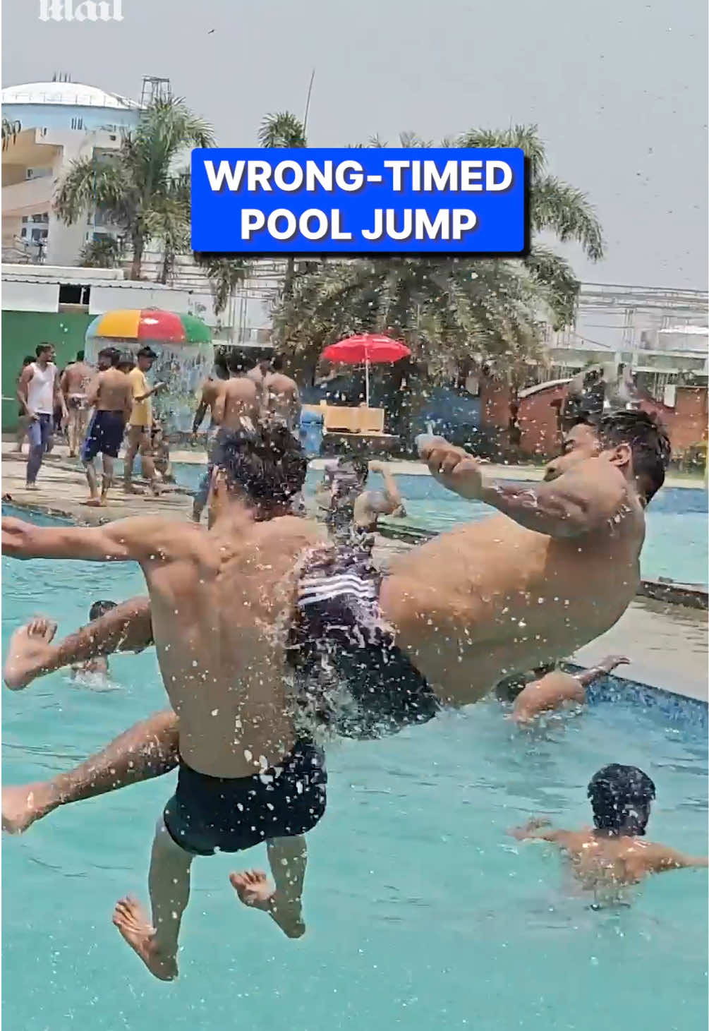 A post by @dailymail on TikTok caption: During a fun day at the water park, two parkgoers went all out to soak up some fun in the sun... but they ended up crashing each other's party 💦 ☀️ 📷 Newsflare #water #park #fun #news 