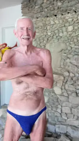 A post by @oldgays on TikTok caption: Just some poolside twinks… in their 70s & 80s 😎 🩲