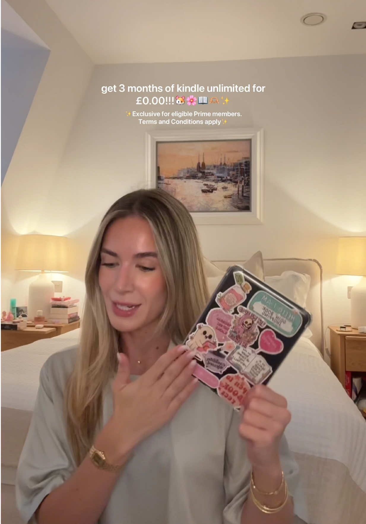 A post by @sophiatuxford on TikTok caption: get 3 months for £0.00!!!👏🏼🎀📖✨🐹🧚🏼 Ad | Exclusive for eligible Prime members. Terms and conditions apply #KindleUnlimited