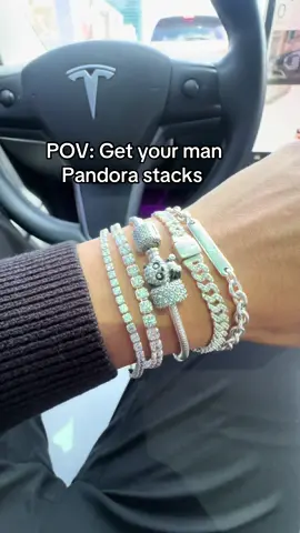 A post by @pandoralasvegas on TikTok caption: Only girls can wear pandora … NOT TRUE lol #pandoraman #pandora #pandorajewelry #pandoratennisbracelet #fyp 