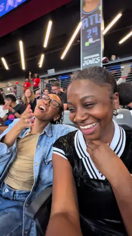 A post by @_alizej on TikTok caption: Atlanta Dream vs. Washington Mystics Game 🏀 w/ my girls Lauren + Tiff 🫶🏿🫶🏿 Oh, and @Atlanta Dream , can we get the merch in XS? 👀 we can’t fit the ones available 😭🫶🏿