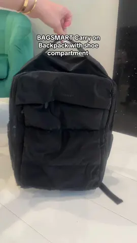 A post by @dailybeautyinspo on TikTok caption: This makes traveling so much easier it fits a lot, and it has a place just for your shoes. @BAGSMART #bagsmart #backpack #bags #travelbag #tiktokshop #tiktokmademebuyit #tiktokshopfinds #tiktokshopcreatorpicks 