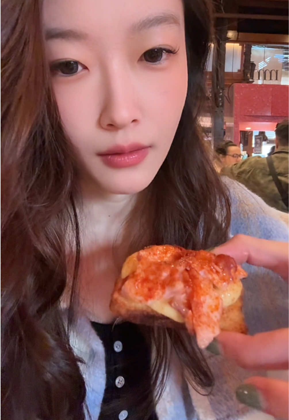 A post by @uu41world59 on TikTok caption: Seafood tapas in Spain 🇪🇸 are a burst of coastal flavor—tender bites with a hint of sea-sweetness, smoky paprika warmth, and silky olive oil that lingers on your lips. #ASMR #eatingsounds #foodies #mukbangeatingshow 
