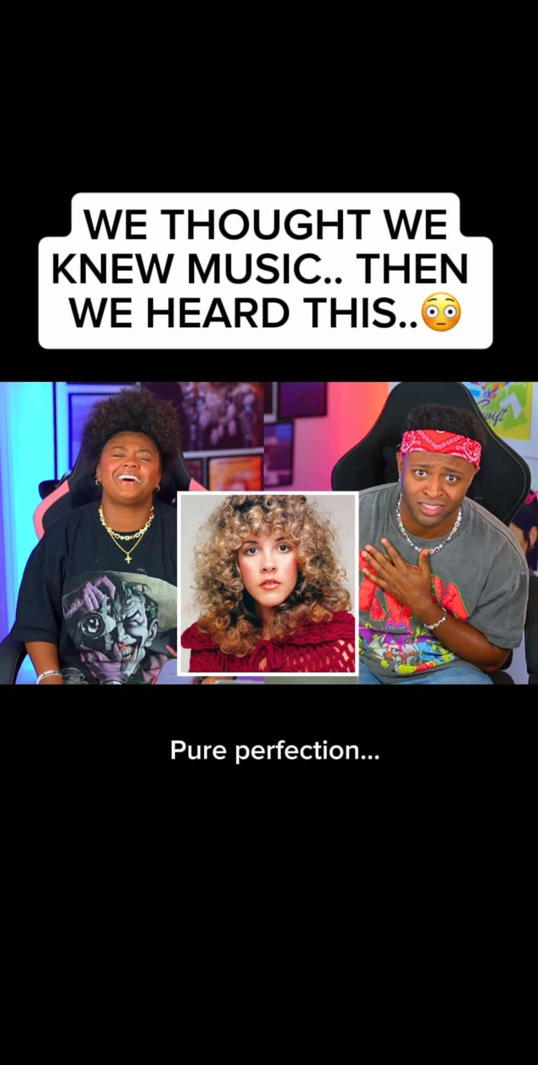 A post by @terryandkaniyia on TikTok caption: This was when we started Fleetwood Mac’s album “Rumours”.. Our reaction to “Rumours” & Silver Springs + Live Version is on Patreon‼️ #stevienicks #fleetwoodmac #lindseybuckingham #reaction #taylorswift #oldschool #70s #rock #rnb #country #thechain #dreams #terryandkaniyia #silversprings 