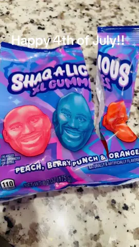 A post by @sheraseven1theoriginal on TikTok caption: Yummy ! Happy 4th of July ! Rocket pop flavored drinks and @Shaq-A-Licious XL Gummies yum!  Sprinkle sprinkle ! 