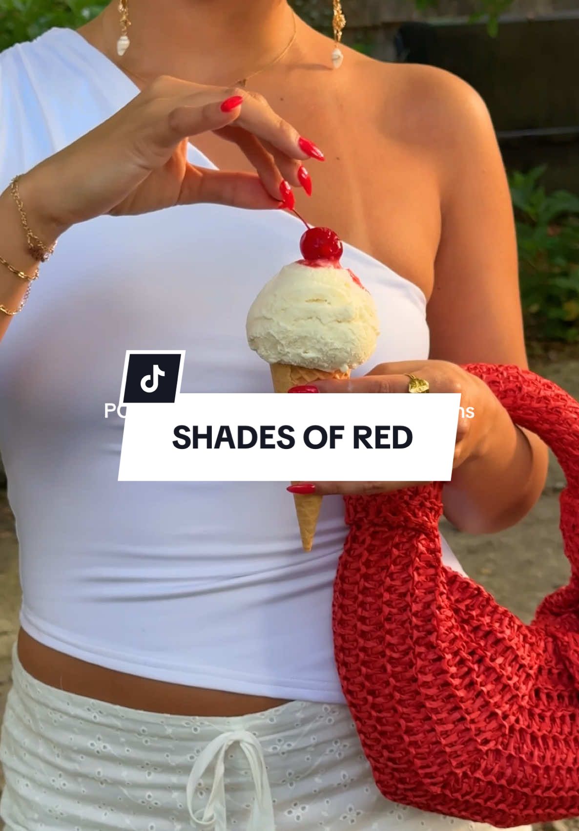 A post by @revolve on TikTok caption: Nothing screams the 4th of July like classic cherry reds ❤️🍒 From BBQs to boat days, we're gearing up to celebrate the long weekend in style 🍓🍦🎇 Let us know your weekend plans in the comments & stay tuned for more #REVOLVEsummer #revolve #revolvesummer #revolvehamptons #hamptonssummer #summerred #shadesofred #redforsummer #colorstory #fourthofjuly #4thofjuly #longweekend #foryou #fyp 