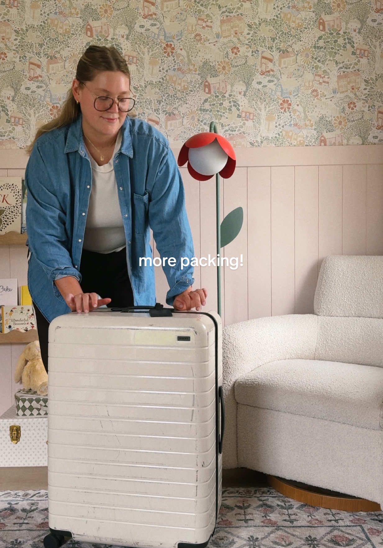 A post by @emilyfranciswheaton on TikTok caption: mama is ready 🙂‍↕️🙂‍↕️🙂‍↕️  first stop Pittsburgh then Maine then the Azores!  #packwithme #packingvlog #packingasmr @away @Z SUPPLY @Cleobella @lululemon