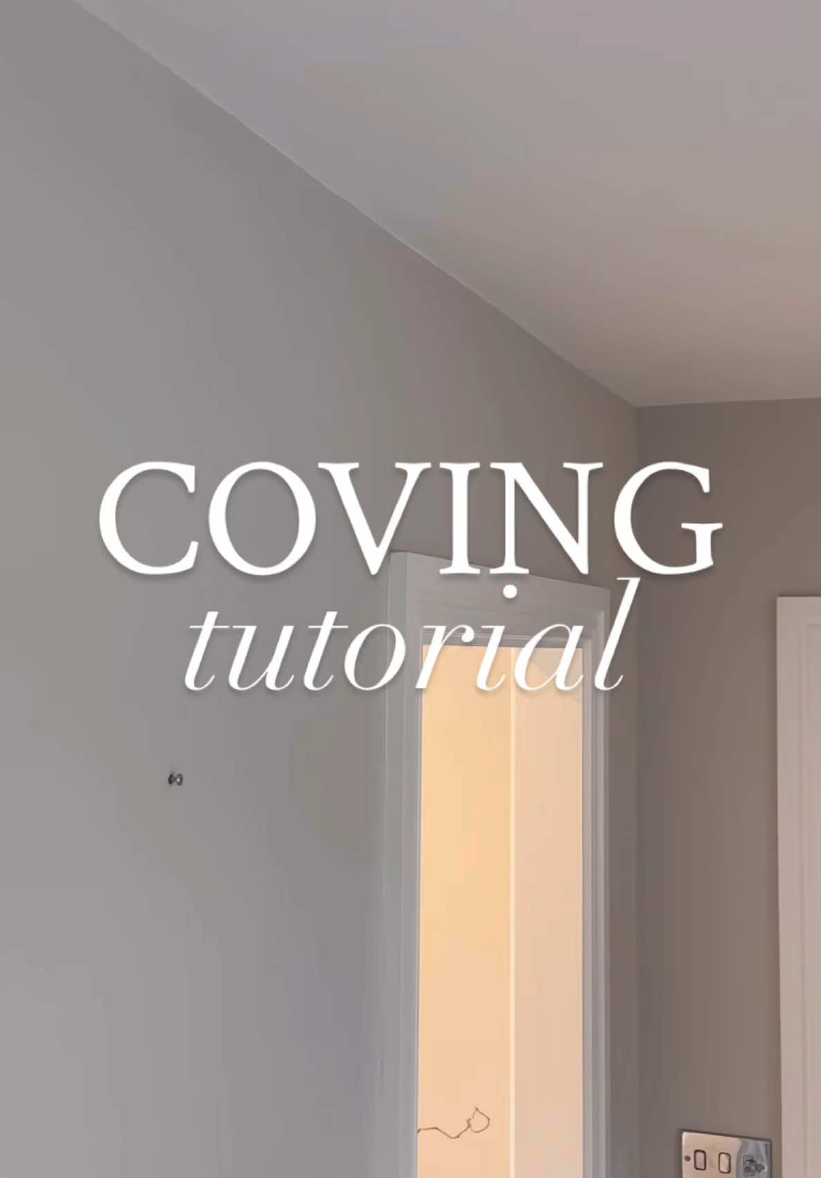 A post by @_smithhome on TikTok caption: Coving tutorial 🔨🏠 for those of you who voted to see the coving tutorial here it is!  We used the Sculptured Coving 165MM X 2.4M - 6 PACK from @Screwfix ✨ It’s super light weight and really easy to cut. If you don’t own a mitre saw, you can use a mitre block and the one I suggested in the video would work perfectly & it comes with the saw (Ryan checked the sizes) 💫 Super Cove is a great option as it’s an adhesive and a filler so you don’t need to worry about buying two separate products.  We painted the coving in Johnstones Cova Plus Vinyl Matt Emulsion in Brilliant White. The new wall colour is Modest by @COAT Paints - the absolute perfect neutral 🤍 I hope this helps and please let me know if you have any other questions ☺️ p.s I know I say “we” a lot in the video but the reality is, I did very little to help 🤣🫣  #coving #covingtutorial #diycoving #homereno #renovation #homerenovation #dormerbungalow #bungalowrenovation #reno #DIY