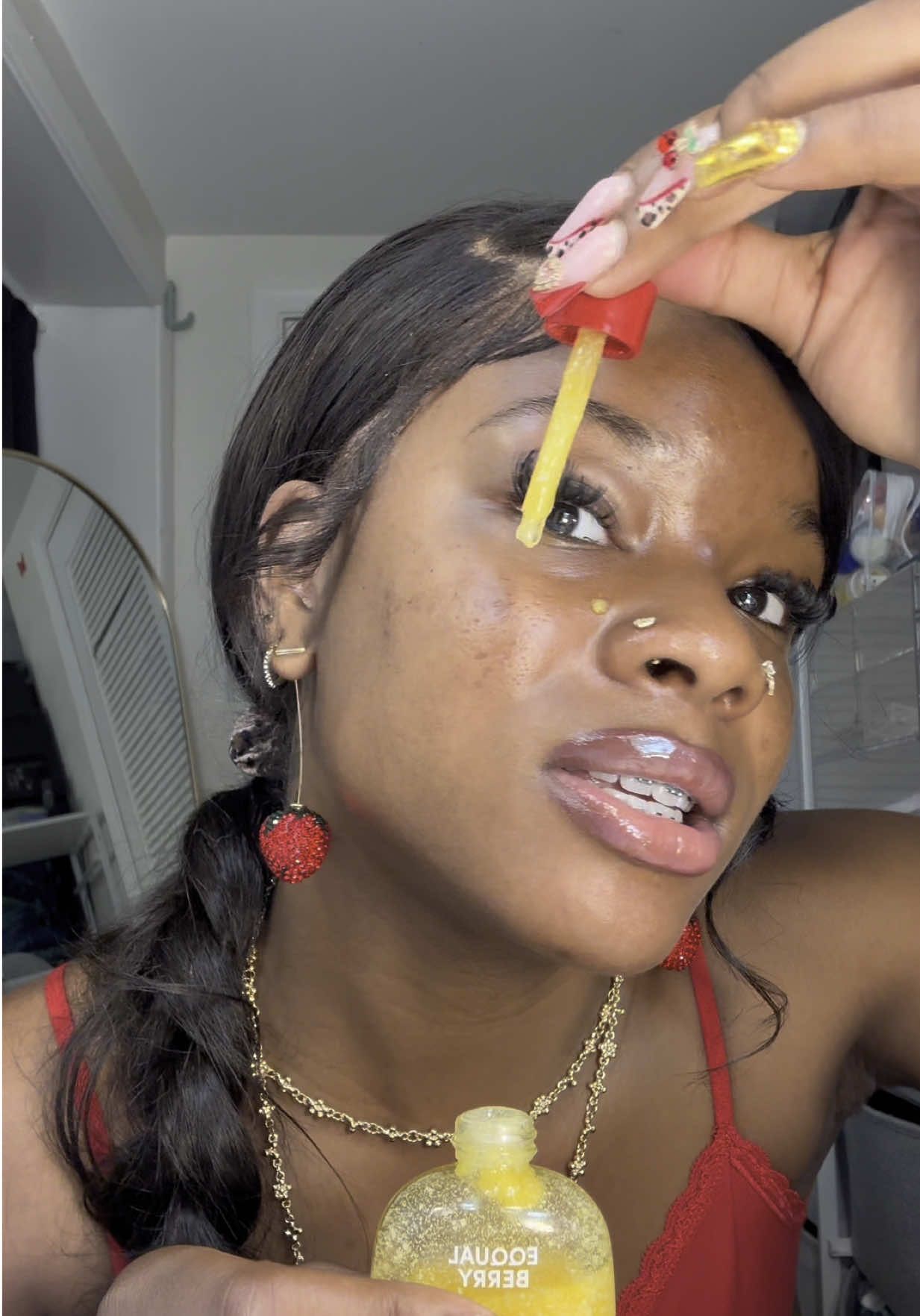 A post by @xxpushinpretty on TikTok caption: This serum? Fire 🔥 @EQQUALBERRY #darkspots #hyperpigmentation #darkspotserum #eqqualberry #acne #skintok #clearskin 