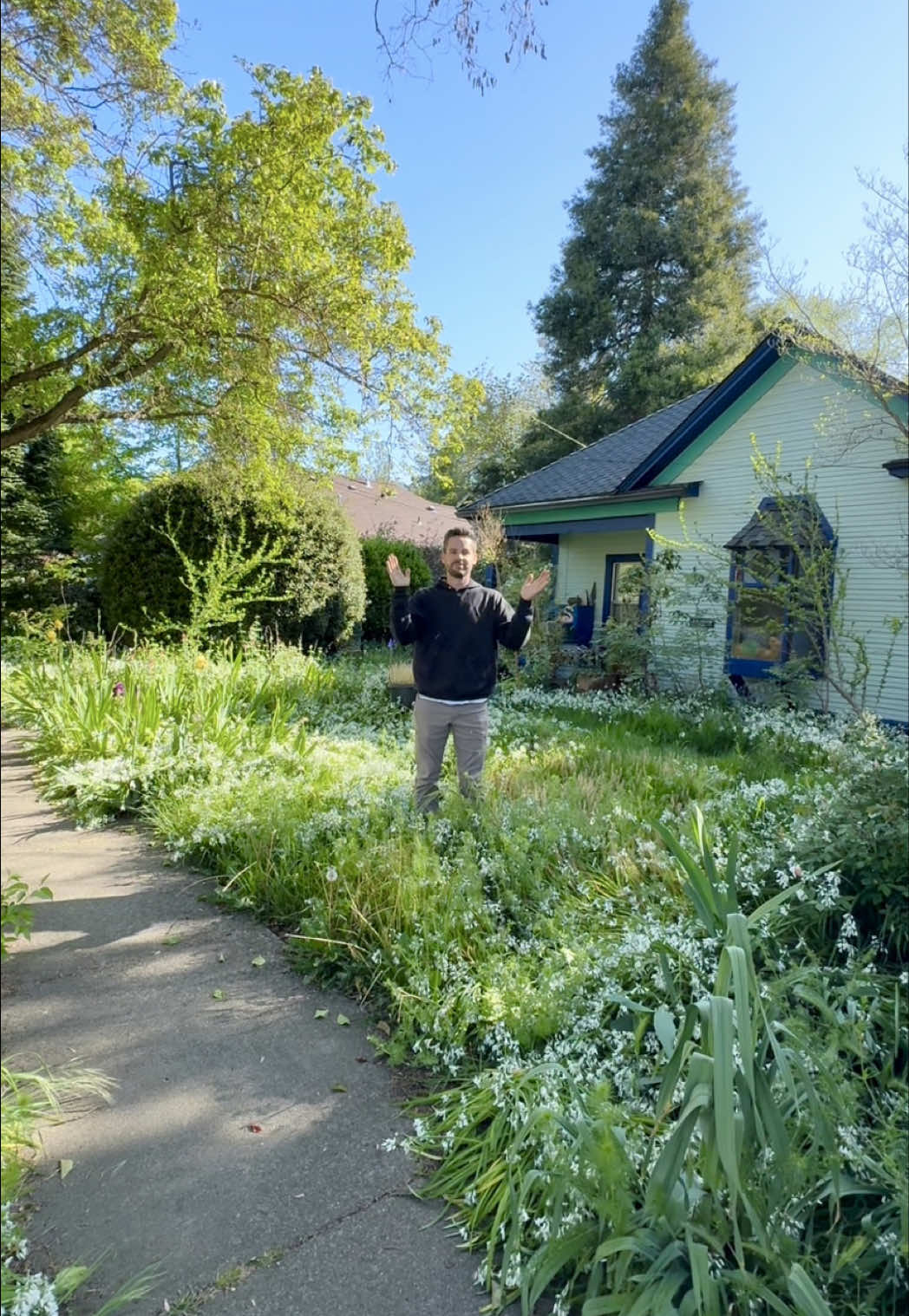 A post by @dadsocial on TikTok caption: People are always asking me ways they can help in their local community, so here’s a great way. I asked for people to nominate people who needed help with their yards, I got a bunch of requests and picked a few to do over the course of a day. This specific yard belong to an elderly woman who couldn’t walk well and had no family to help her out, so that’s where we came in. If you’re looking to make your local community a better place, maybe start by asking if anyone in your neighborhood could use help with mowing their yard. I hope this helps and I hope you all have the best weekend! Finally, do you like wildflower or well manicured garden beds better?!? #DIY #yardmaintnace #helpyourneighbor 