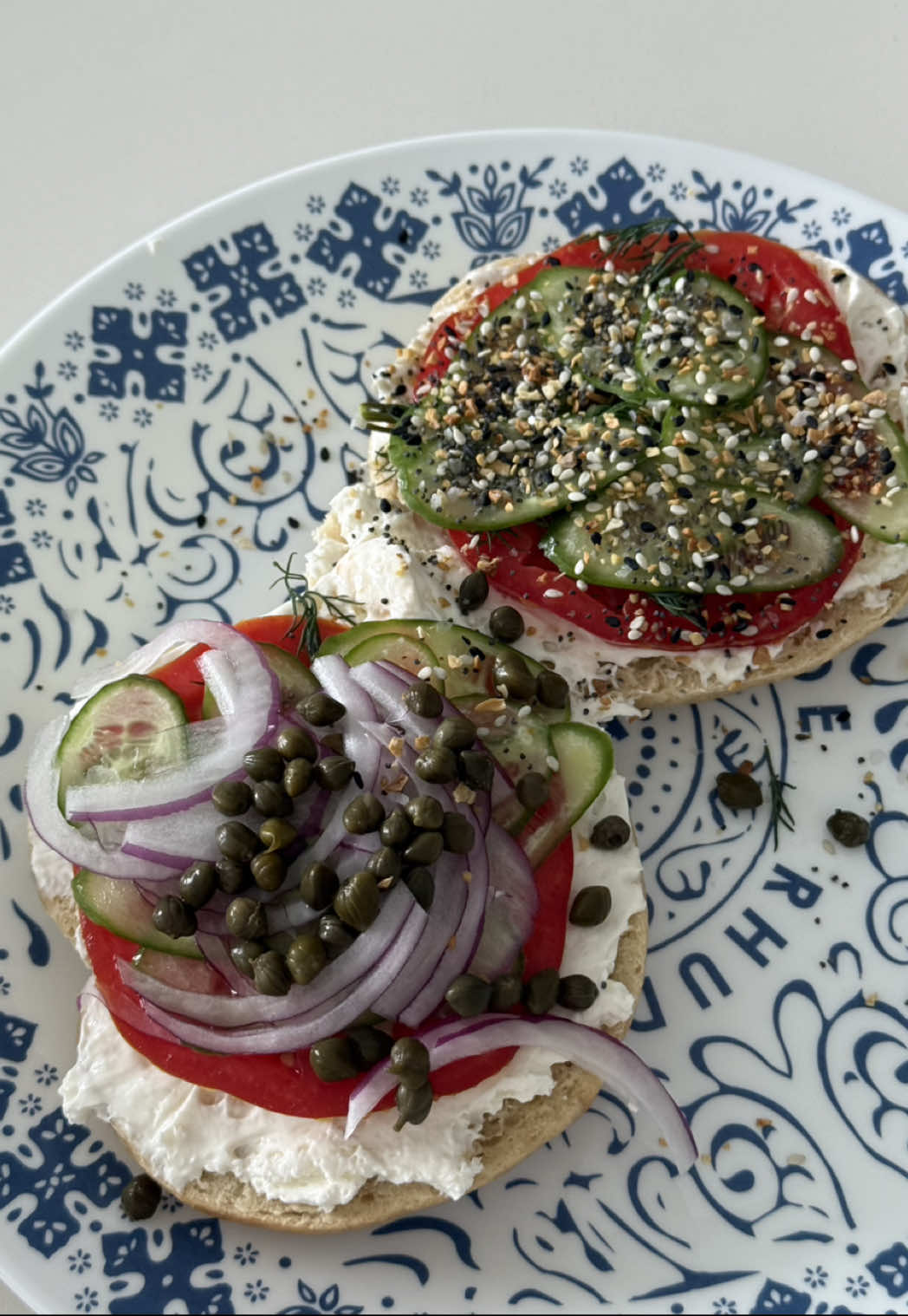 A post by @dzaslavsky on TikTok caption: Bagels at home today 🥯 #bagel #bagels #lox #capers 