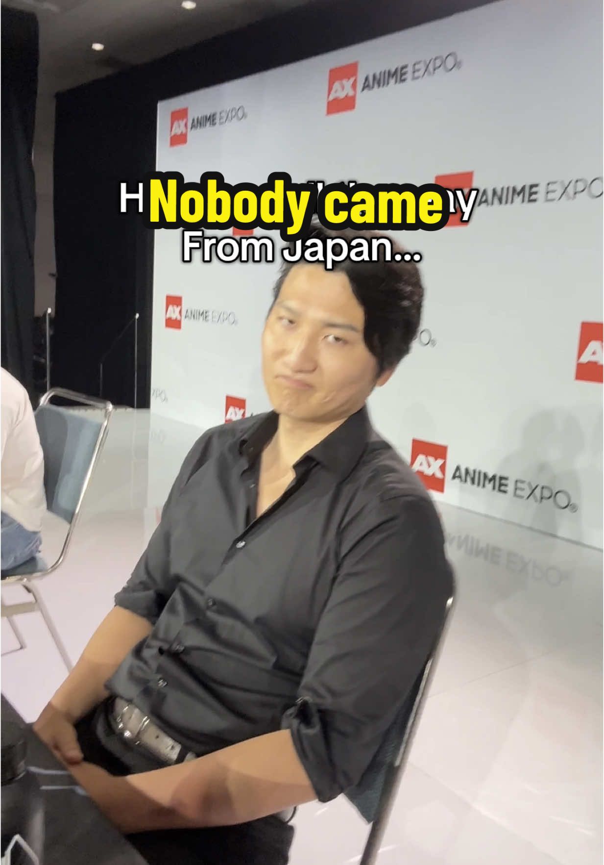 A post by @theanimemen on TikTok caption: Not even a single person😕 #animeexpo 