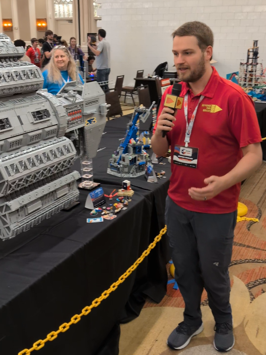A post by @beyondthebrick on TikTok caption: LEGO Babylon 5 Earth Alliance Destroyer Agamemnon by Jim Beute  #lego 