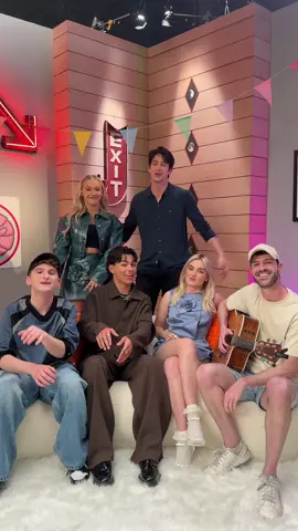 A post by @anthony_gargiula on TikTok caption: what could go so wrong with a girl and a zombie… 🤔 we had the most amazing time singing with the cast of #ZOMBIES4!! 💚 @disneyzombies @jonathantilkin #zombies #milomanheim #megdonnelly #malachibarton #freyaskye 🫶🏻