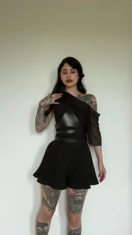 A post by @cejachel on TikTok caption: Wearing the zinnia top from @Marcella NYC you can use my code Chelseyc006 for 10-% off🖤 Harness is from Brunetka 🖤 #whatiwore #marcellanyc #grwm #summergoth #OOTD 