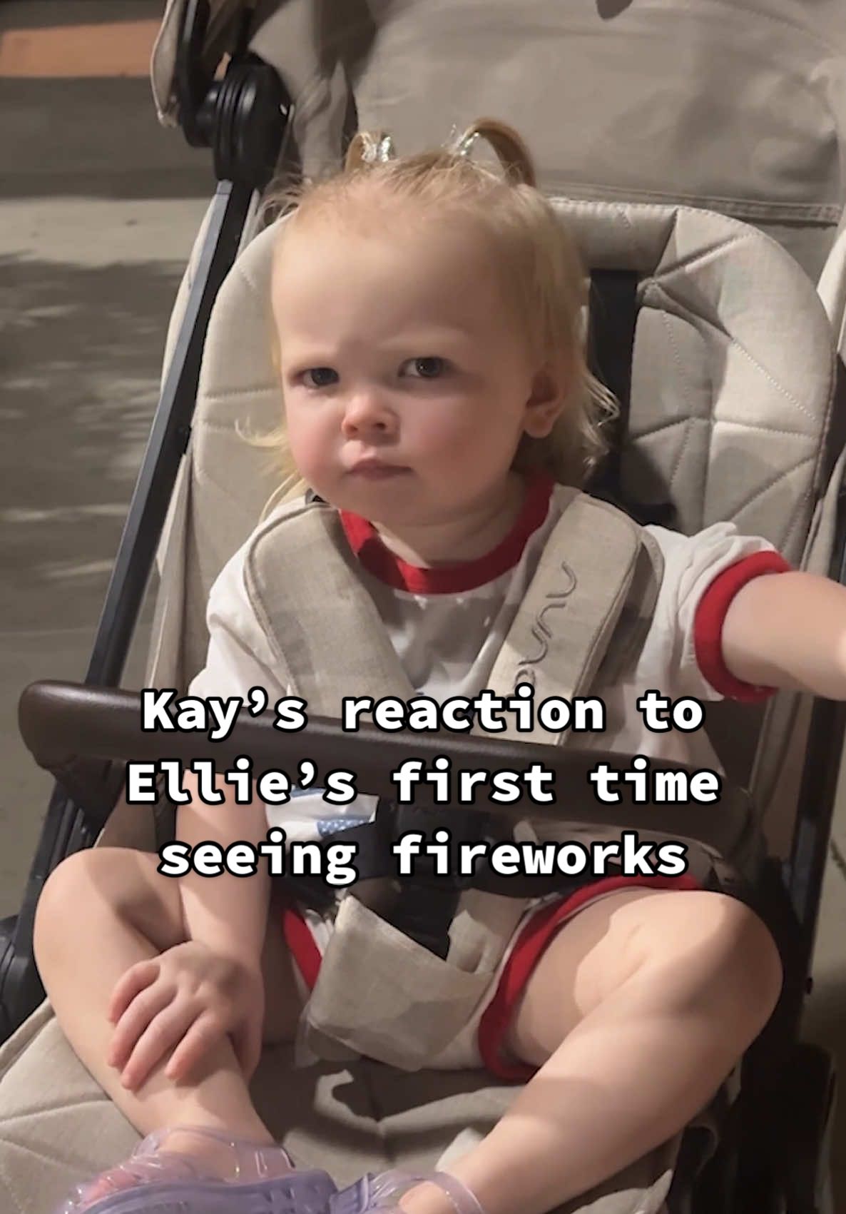 A post by @kayandtayofficial on TikTok caption: I did not expect her to react like that! 🥺❤️ backstory ::: Kay and I go to the same fair every year to watch the fireworks and eat fair foods! Ellie has never seen fireworks, so we were extra excited to see her reaction to those! We walked around and let her experience the fair. She had ice cream and a corn dog, and even got some light up spinner thing! She was having such an amazing time, and then, when it got dark, we found a quiet spot to watch the fireworks! I did not expect Ellie to react the way she did! 🥺 #kayandtayofficial #couples #relationships #pregnant #postpartum 