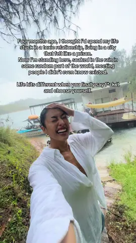 A post by @meagnunez on TikTok caption: 4 months ago, my life looked completely different. I was living in Dallas, grinding to build a 7-figure business. I kept telling myself, if I just achieve more, I’ll feel better about the life I’m building. But no amount of success filled the emptiness I felt. I was unhappy. Unhappy that I settled in a toxic relationship. Unhappy that I boxed myself into a career path that drained me. Unhappy that I moved to a state that never felt like home. I wasn’t ungrateful. I was unfulfilled. And it wasn’t until I finally sat with myself and processed everything that I admitted – I can’t keep going like this. I want to feel like me again. So I started grounding myself back to what brings me joy: 🖌️ Creativity 🌍 Exploration 💛 Connection Throughout all the years I spent trying to build this “picture-perfect life,” I always had this quiet nudge to travel the world… to see what’s out there. I’d tell myself: “You can’t change the world without knowing what’s out there.” So I listened to that intuition. I did the most uncomfortable thing – I started from scratch again. I stopped pretending. I stopped compromising with a life I spent years chasing, and decided to rebuild a life that actually feels good to me. I took a chance on myself. I left the relationship. I moved all my belongings into storage. I booked the flight and started exploring the world. And this moment in this video was one of those pivotal moments for me. Because how did I end up soaked in the rain in a random part of the world, meeting people I never knew existed? Because I chose me. I felt whole. I felt happy. I felt ME again. I’ve learned that having a picture-perfect life on paper doesn’t mean shit if it doesn’t feel like yours. That dream life you’re so afraid to take a chance on is waiting for you. And it’s on the other side of choosing yourself. 🤍 I hope this inspires you to take that brave step forward… back to YOU.