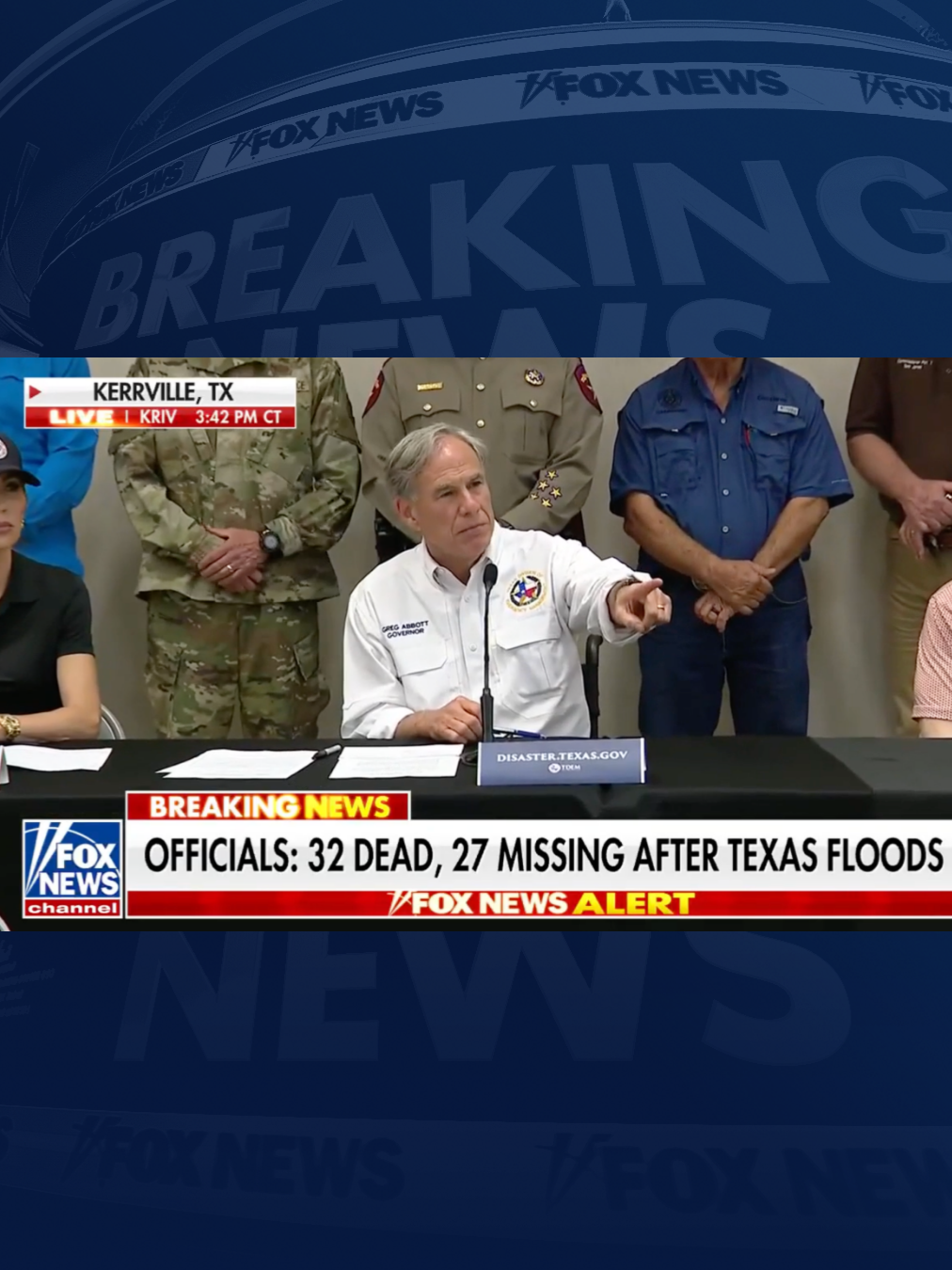 A post by @foxnews on TikTok caption: State agencies will assume "everybody who is missing is alive," says Governor Greg Abbott. "They're looking to save every last life."