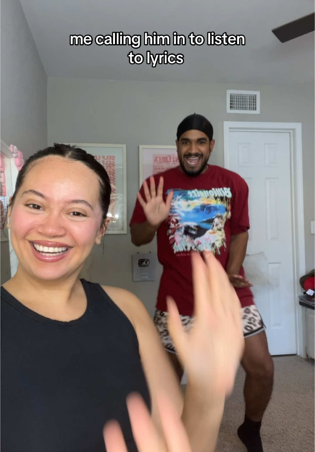 A post by @alexandjessicaa on TikTok caption: I think he only heard the beat not the lyrics 🤣#alexandjessicaa 