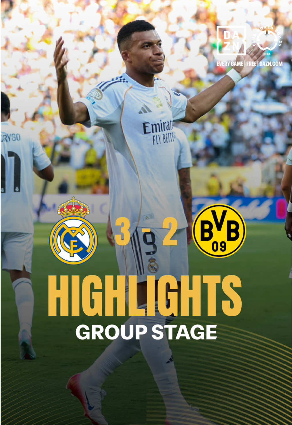 A post by @fifaclubworldcup on TikTok caption: Real Madrid 🆚 Borussia Dortmund #FIFACWC 