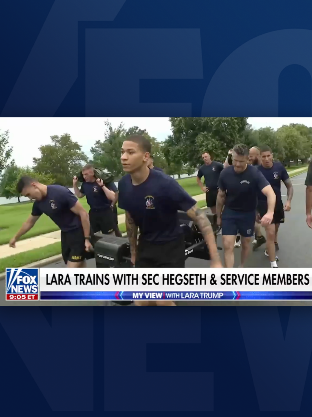 A post by @foxnews on TikTok caption: WATCH: Lara Lea Trump trains with Secretary Pete Hegseth and US service members on ‘My View with Lara Trump.’
