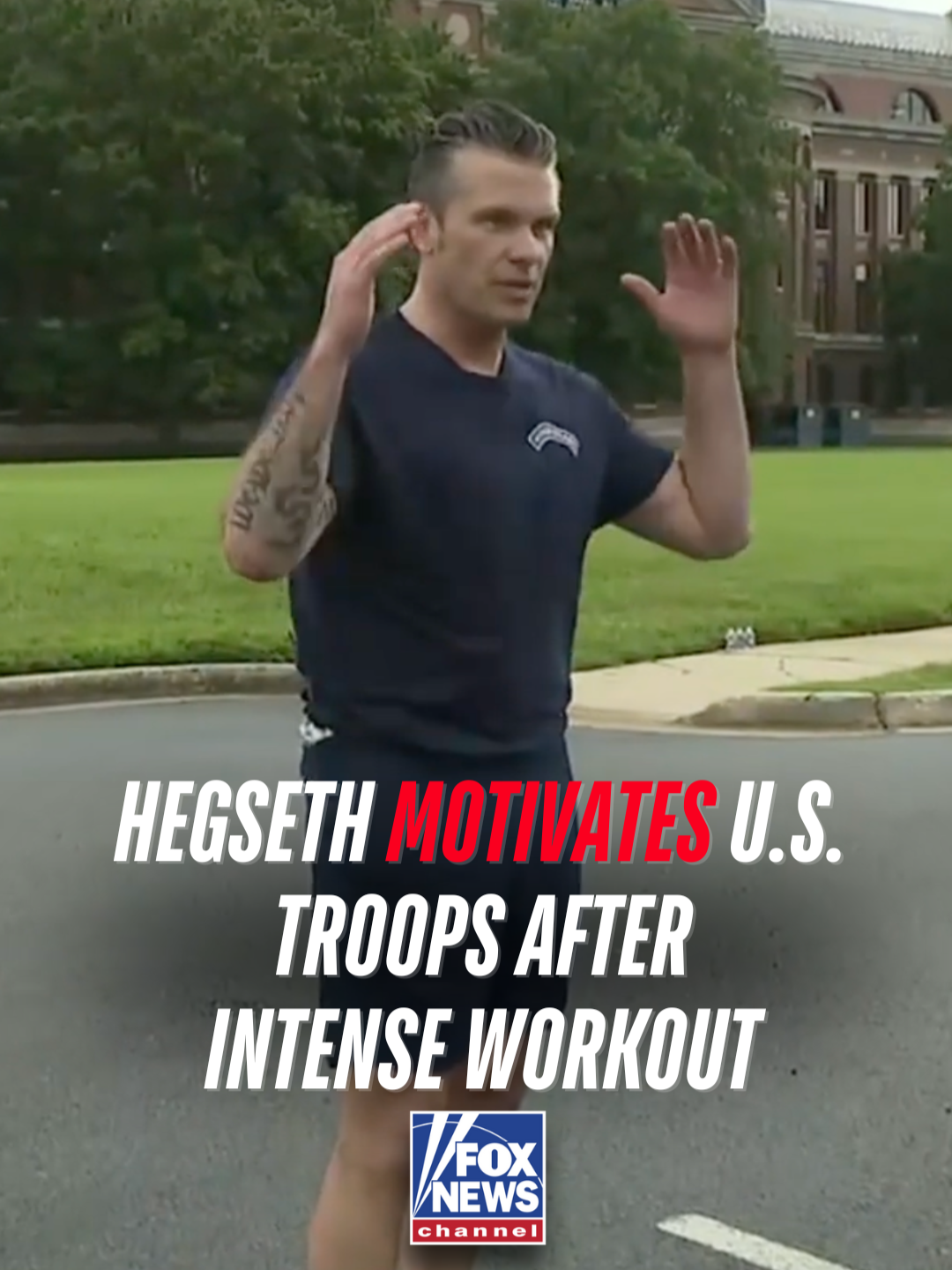A post by @foxnews on TikTok caption: President Trump always wants US service members to know he has their back, Secretary Pete Hegseth tells troops training at Fort Lesley J. McNair during ‘My View with Lara Trump.’