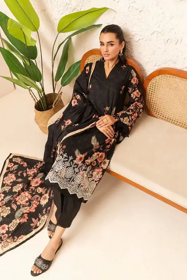 A post by @memsaabofficial on TikTok caption: Readymade Ayaan Collection by Johra 😍 Designs code : JH-4 Embroidered + Printed Lawn With Printed Lawn Dupatta #memsaab #official #readymade #lawn #embroidered #printed #beautiful #summercollection #casual #desilook #pakistanistyle #shopnow 