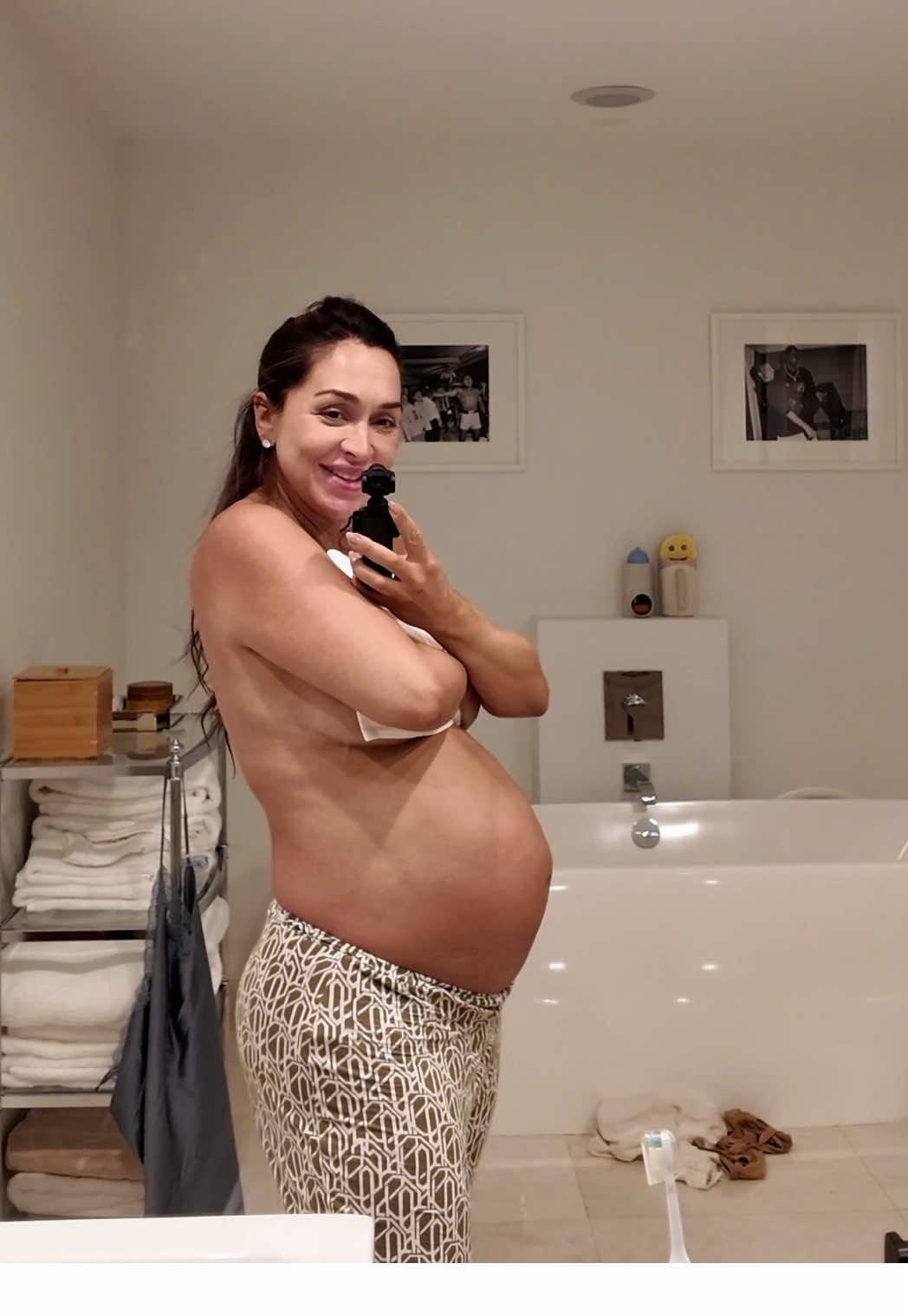 A post by @dzaslavsky on TikTok caption: This weeks @YouTube vlog is live! These next few logs will be slower as I’m nesting and preparing for baby girl 💕 #vlog #youtube #nesting #pregnantvlog 