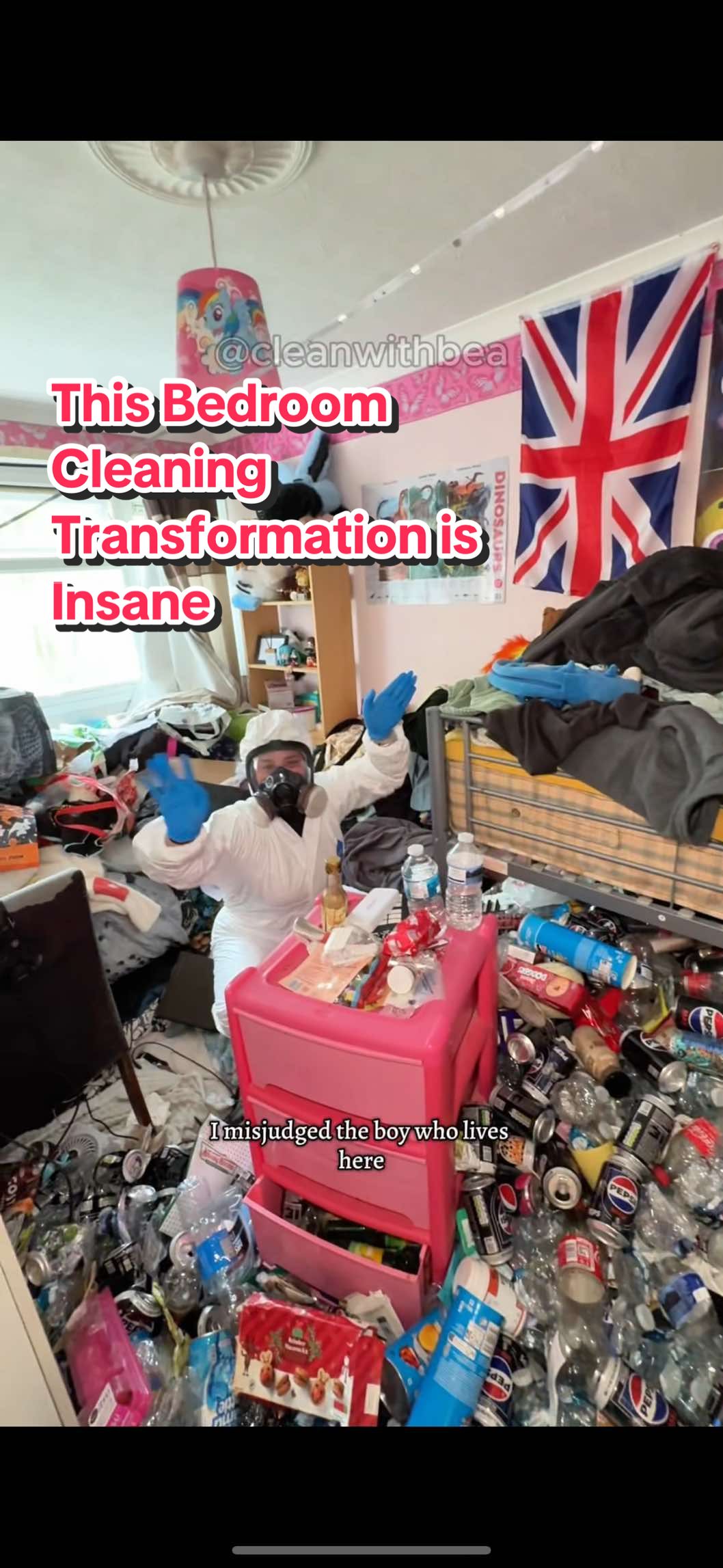 A post by @cleanwithbea on TikTok caption: Bedroom Cleaning Transformation #CleanTok #deepclean #cleaning #transrightsarehumanrights #furry 