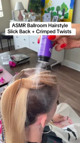 A post by @mariya.usan on TikTok caption: ASMR 🔊 Ballroom Hairstyle Tutorial  Unique Crimped Twists + Slicked Back Hair  Final Result in The End ❤️‍🔥  This Hairstyle Needs a Name ❤️‍🔥 #creatorsearchinsights #hair #ASMR #asmrsounds #asmrvideo #hairtok #ballroomhair #ballroomhairstyle #hairtutorial #hairtransformation 