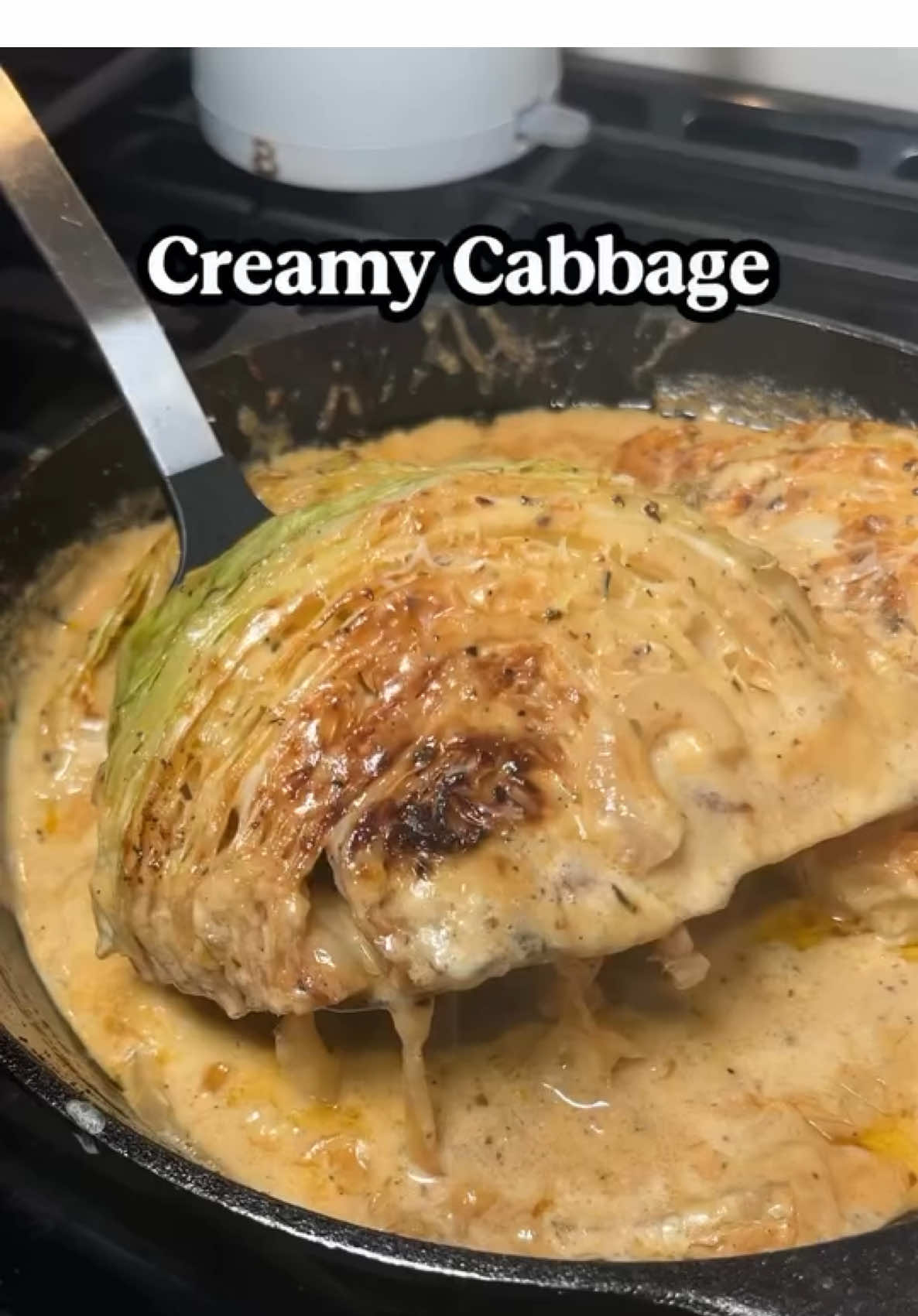 A post by @blackfoodiefinder on TikTok caption: Creamy Cabbage 🥬 (via @Call Me Candace TV) #BlackFoodieFinder #cabbagerecipe #creamy #sundaydinner #DinnerIdeas #cookwithme #whattocook 