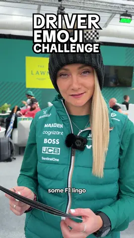 A post by @tiktok_uk on TikTok caption: Tina & Jess 🤝 flying through this emoji challenge and the  race track  #AstonMartin #F1 #Formula1 #BritishGP #F1TikTok #FanMade 