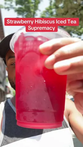 A post by @tyreaktoldyou on TikTok caption: Listen to me rant about how awesome this strawberry hibiscus iced tea is. #TyreakToldYou #Hibiscus #Matcha #Summer #Red 