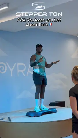 A post by @juliusburphy on TikTok caption: This year I made it my mission to connect with my Stepperton Community around the world and meeting all of you in Paris was nothing but amazing 💙🤍❤️  @Tara #fyp #foryoupage #stepperton #juliusburphy #hiphopstepaerobics #afrostep #funcardio #nike #paris #michaeljackson #blackorwhite 