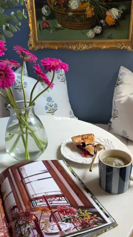 A post by @cozyinchicago on TikTok caption: Ideal Sunday = pie + tea + cozy vibes #homedecor #cozyathome #fypシ #fyp #cozyhomedecor #cottagecoreaesthetic #cottagecore #slowliving #sundayvibes 